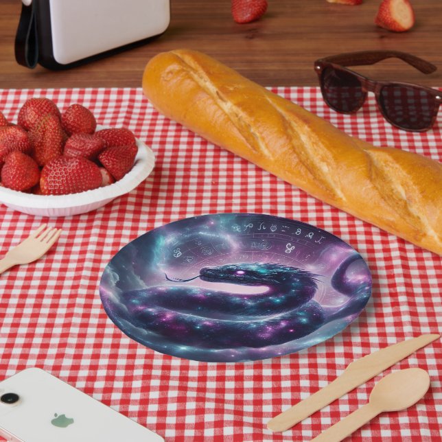 Kosmische Schlangenzodiak-Galaxie-Astrologie Pappteller (Picknick)
