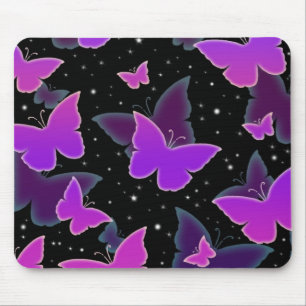 Kosmische Schmetterlinge in Lila Mousepad