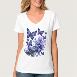 Kosmische Schmetterlinge mit Glitzer T-Shirt