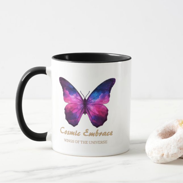 Kosmische Schmetterlingsgalaxie Flügel Tasse (Mit Donut)