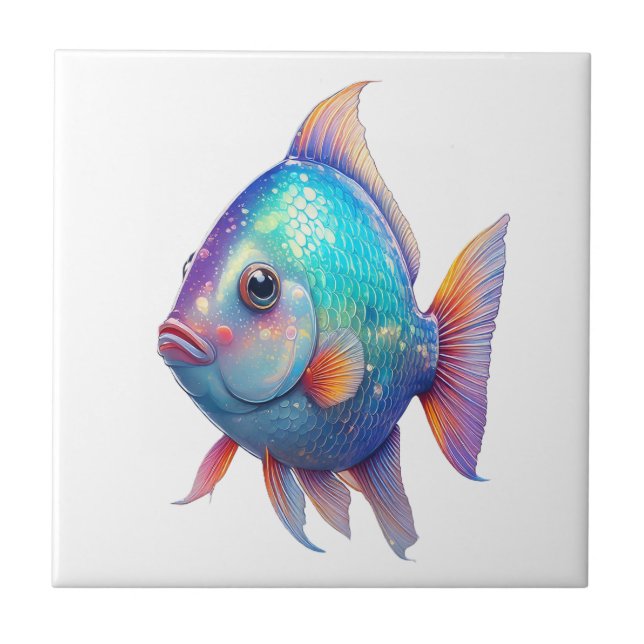 Kosmische Schuppen Fisch  Fliese (Vorderseite)