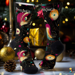 Kosmische schwarze Socken mit lebendigem Nebeldesi