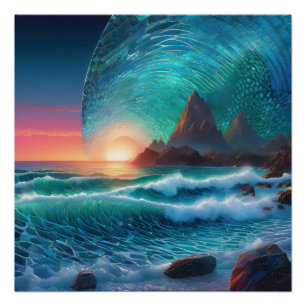Kosmische Schwellungen Seascape Poster