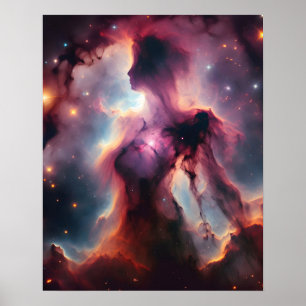 Kosmische Silhouette, Damennebel und Sterne Poster