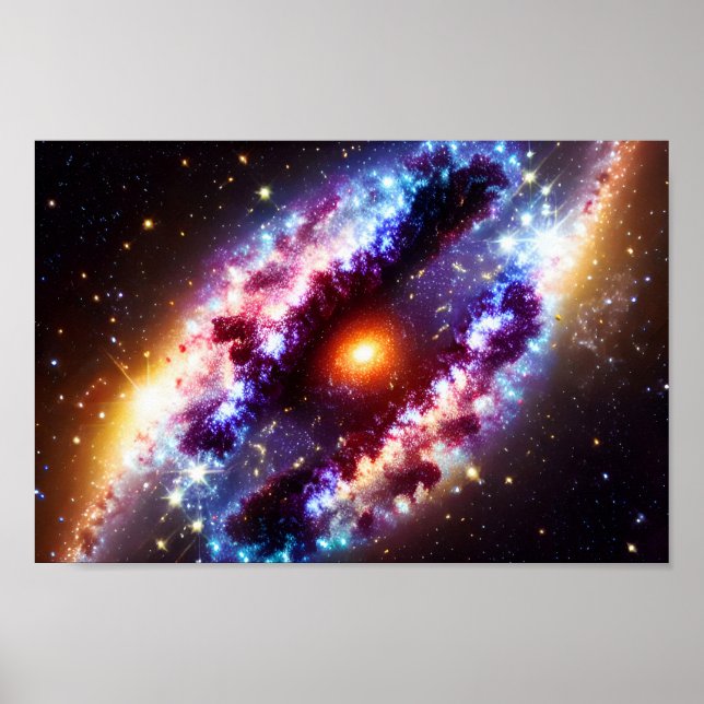 Kosmische Sonne hinter galaktischen Wolken Himmel  Poster (Vorne)