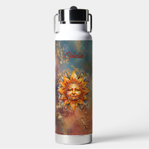 Kosmische Sonnen-Gesicht-Digitalkunst individuell Trinkflasche