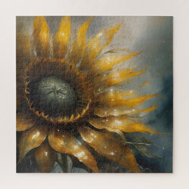 Kosmische Sonnenblume - AI Fantasy Digital Art Dru Puzzle (Vertikal)