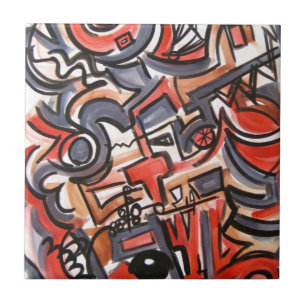 Kosmische Spannung-Hand gemalte abstrakte Fliese