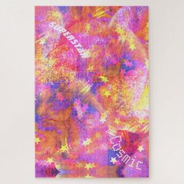 Kosmische Sterne in einer Galaxie aus rosa-blauora Puzzle