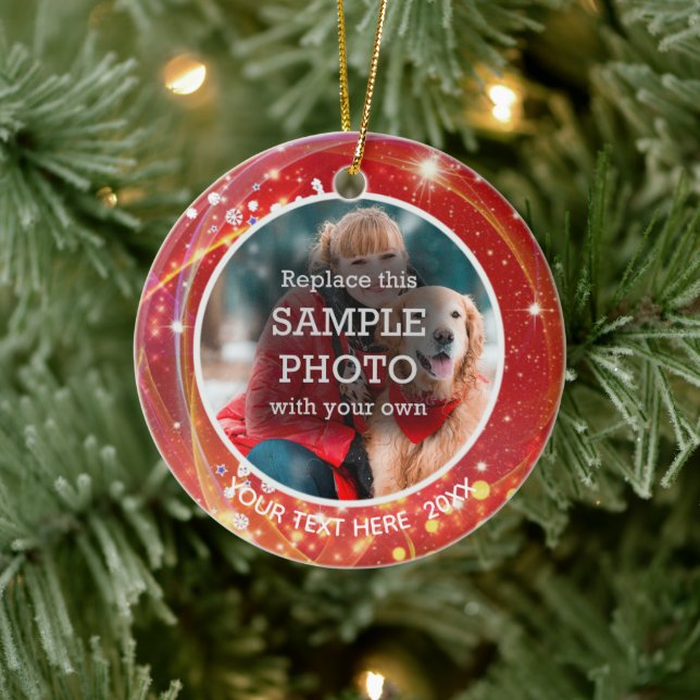 Kosmische Sterne, zwei Foto, zwei Seiten Keramikornament (Baum)