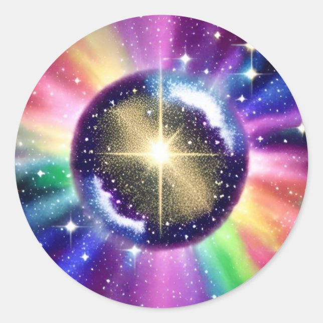 Kosmische Sternexplosion Runder Aufkleber (Vorderseite)