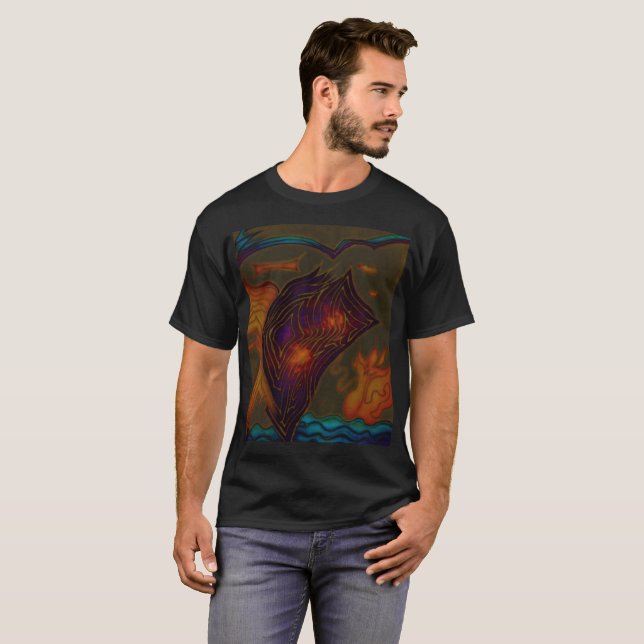 Kosmische Ströme: Abstrakter Nebelstrom T-Shirt (Vorne ganz)