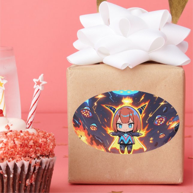 Kosmische Süsse Chaos Ovaler Aufkleber (Party)