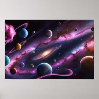 Kosmische Symphonie der Planeten und Galaxien Poster