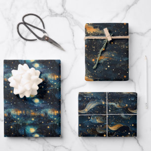 Kosmische Symphonie: Himmelsmusikdesign Geschenkpapier Set
