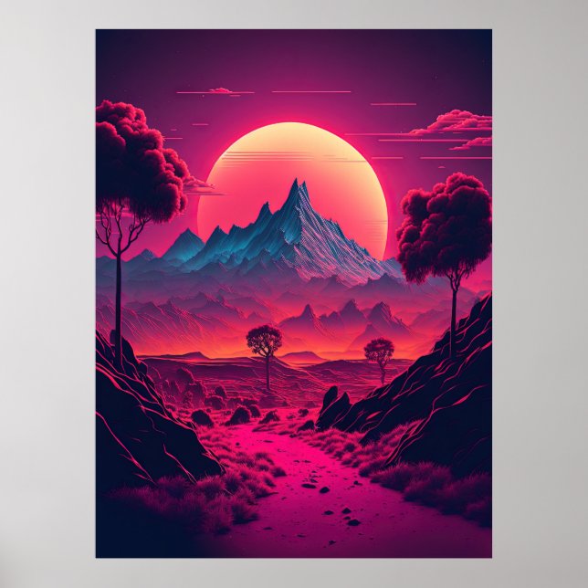 Kosmische Träume eines futuristischen Horizonts Poster (Vorne)