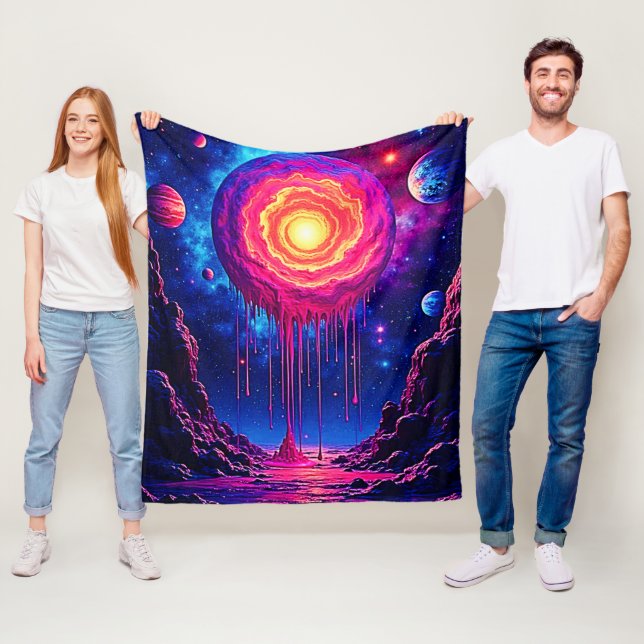 Kosmische tropfende Planet-Kunst Fleecedecke (Beispiel)