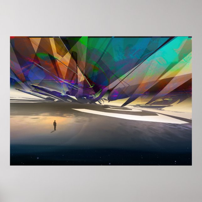 Kosmische Ufer des Unterbewusstseins - visionäre K Poster (Vorne)