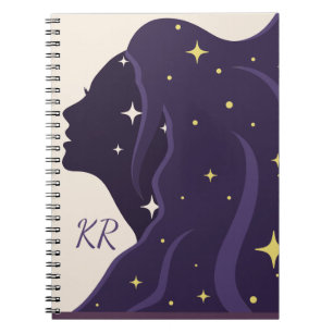 Kosmische Universum Dame Lila Gold Sterne Personal Notizblock