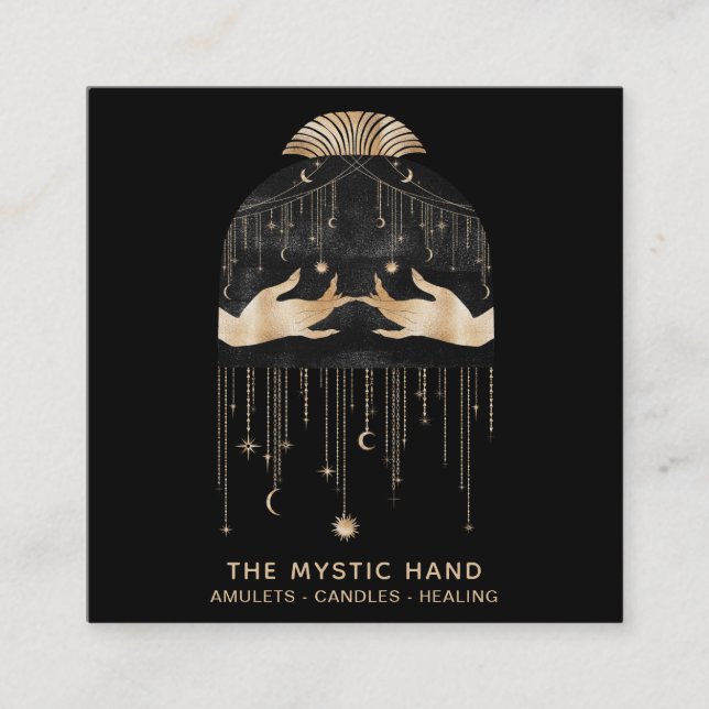 *~* Kosmische Universum Sterne Mond Mystische Händ Quadratische Visitenkarte (Vorderseite)