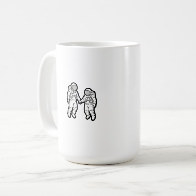 Kosmische Unternehmen - Astronauten halten Hände Kaffeetasse (Vorderseite Links)