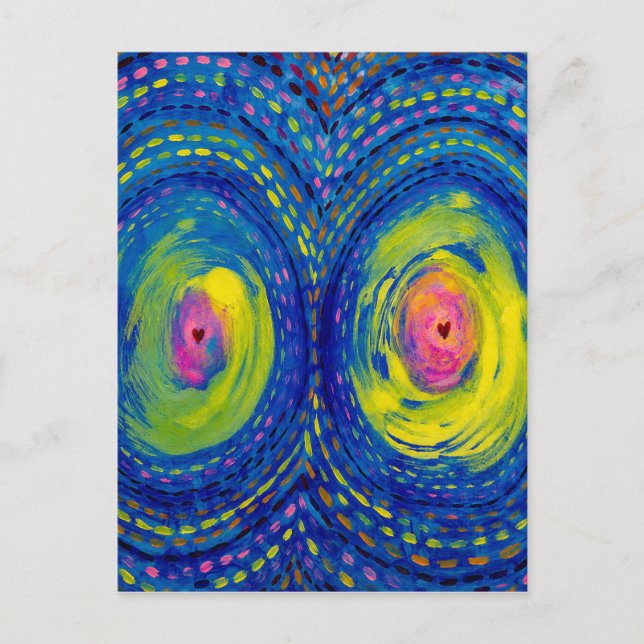 Kosmische Verbindung – Farbige abstrakte kosmische Postkarte (Vorderseite)