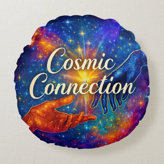 🪐 Kosmische Verbindungs-Dekokissen Rundes Kissen (Vorderseite)