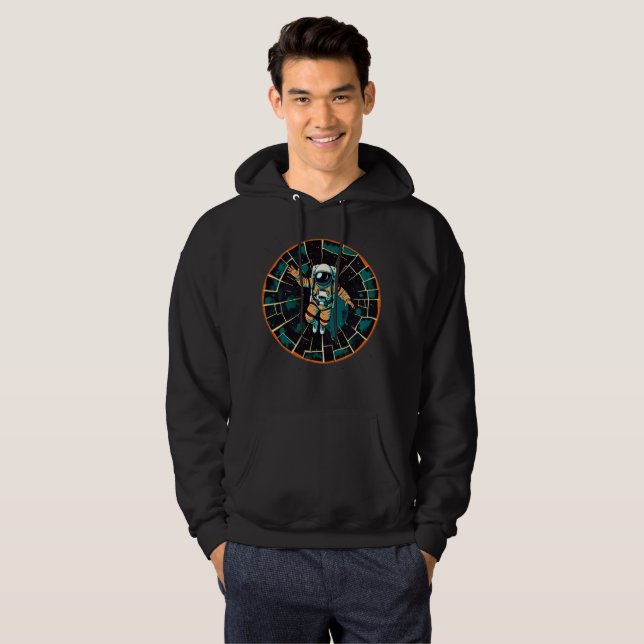 Kosmische Voyager: Astronaut im Stil Hoodie (Vorne ganz)