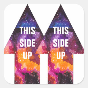 Kosmische Weltraumbewegbox groß diese Seite hoch Quadratischer Aufkleber