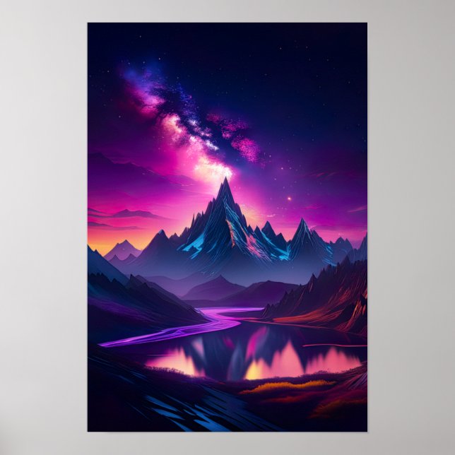 Kosmische Wildnis, Sternennacht im Tal Poster (Vorne)