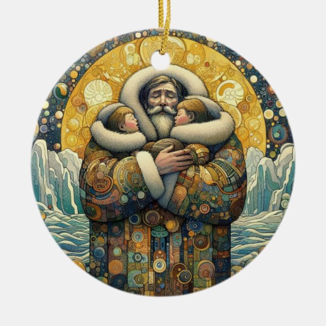 "Kosmische Winterwärme" Keramik Ornament (Vorne)