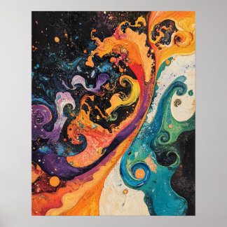 Kosmische Wirbel: Lebhafte Abstrakte Kunst Poster