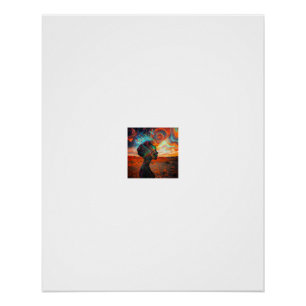 Kosmische Wirbelsilhouette Wüstenuntergang Poster