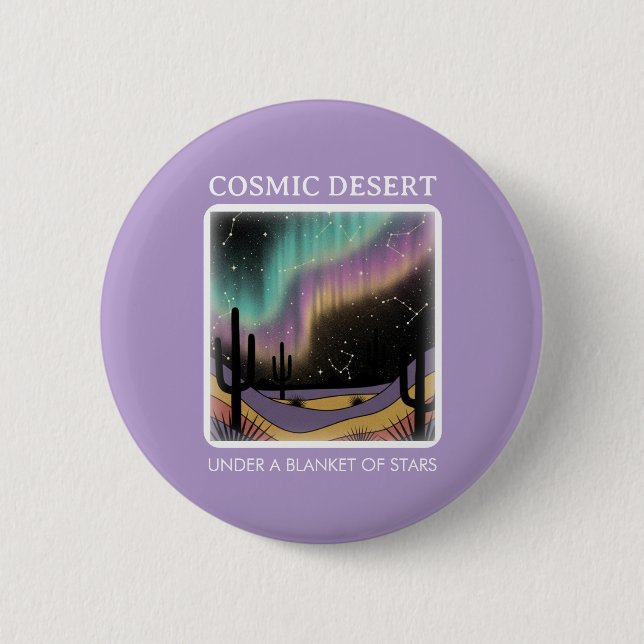 Kosmische Wüsten-Aurora • Retro-Westlicher Nachthi Button (Vorderseite)