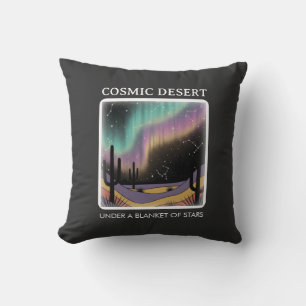 Kosmische Wüsten-Aurora • Retro-Westlicher Nachthi Kissen