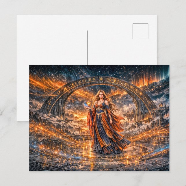 Kosmische Zauberin – Fantasy-Postkarte Postkarte (Vorne/Hinten)