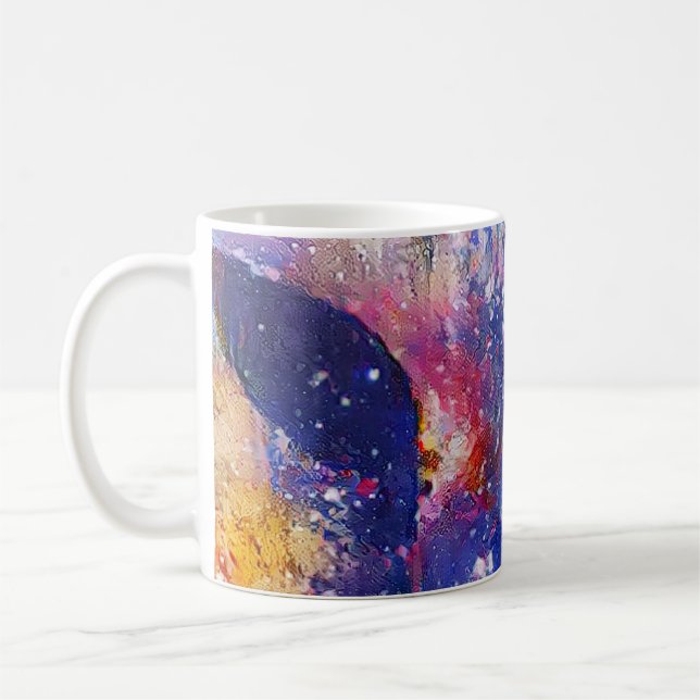 Kosmischer Abstrakter Katzentraum Kaffeetasse (Links)