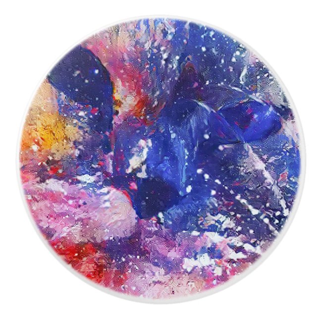 Kosmischer Abstrakter Katzentraum Keramikknauf (Vorderseite)