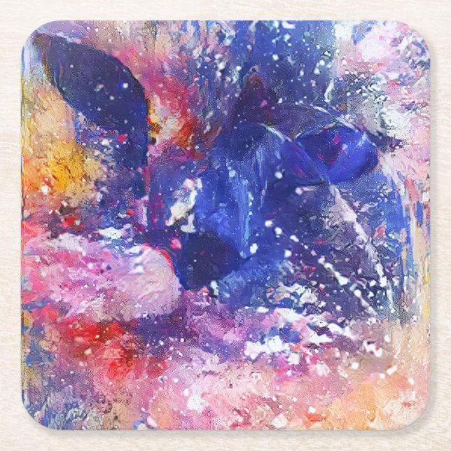 Kosmischer Abstrakter Katzentraum Rechteckiger Pappuntersetzer (Vorderseite)