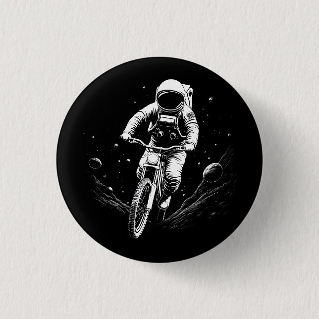 Kosmischer Astronauten-Fahrrad-Raum-Abenteuer Button (Vorderseite)