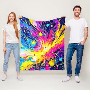 Kosmischer Ausbruch: Lebendige Spritzkunst Fleecedecke