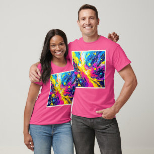 Kosmischer Ausbruch: Lebendige Spritzkunst T-Shirt