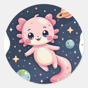 Kosmischer Axolotl-Weltraum-Galaxie-Kawaii-Aufkleb Runder Aufkleber