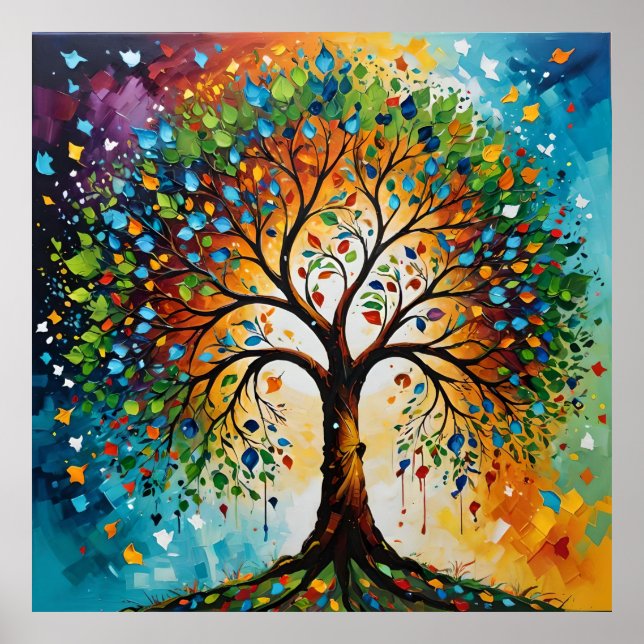 Kosmischer Baum der Mythen - Kunst des indischen V Poster (Vorne)