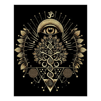 Kosmischer Baum des Lebens - DNA und Sacred Geomet Poster