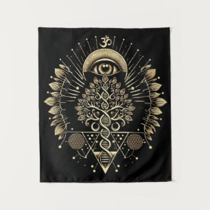 Kosmischer Baum des Lebens - DNA und Sacred Geomet Wandteppich