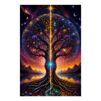 Kosmischer Baum des Lebens Himmels Kunst Poster