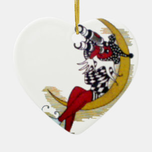 Kosmischer Blick: Elf auf dem Mond Keramikornament