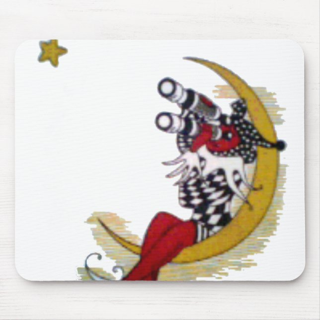 Kosmischer Blick: Elf auf dem Mond Mousepad (Vorne)