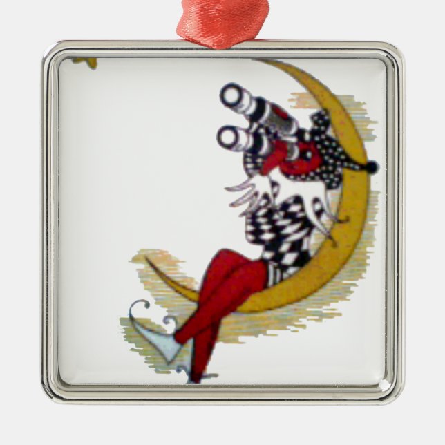 Kosmischer Blick: Elf auf dem Mond Ornament Aus Metall (Vorne)